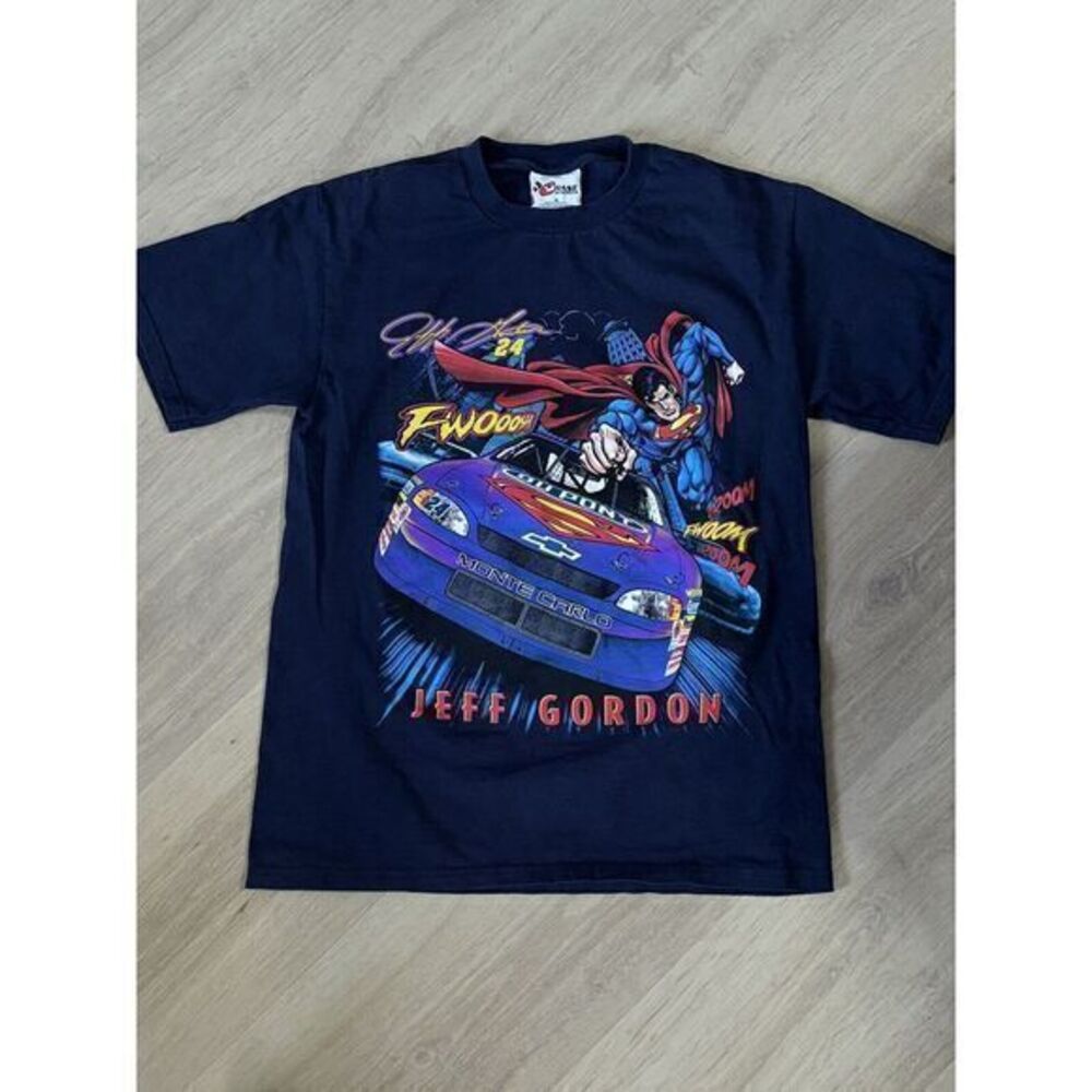 Vintage 1999 Jeff Gordon "Superman" Nascar 2-Sided T-Shirt Size M DuPont